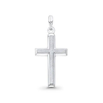 Cross Religious Charm Pendant 0.7 grams 20X23mm 14K White Real Gold